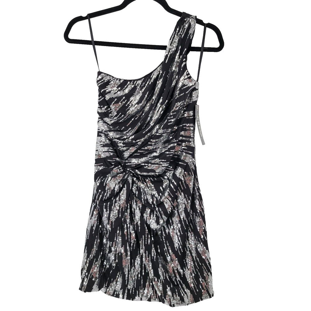 As You Wish Women's Small Sequined Party Dress One Shoulder Twist Accent Formal